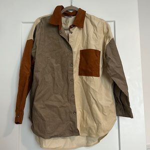 Rust, brown, creme shacket/button down